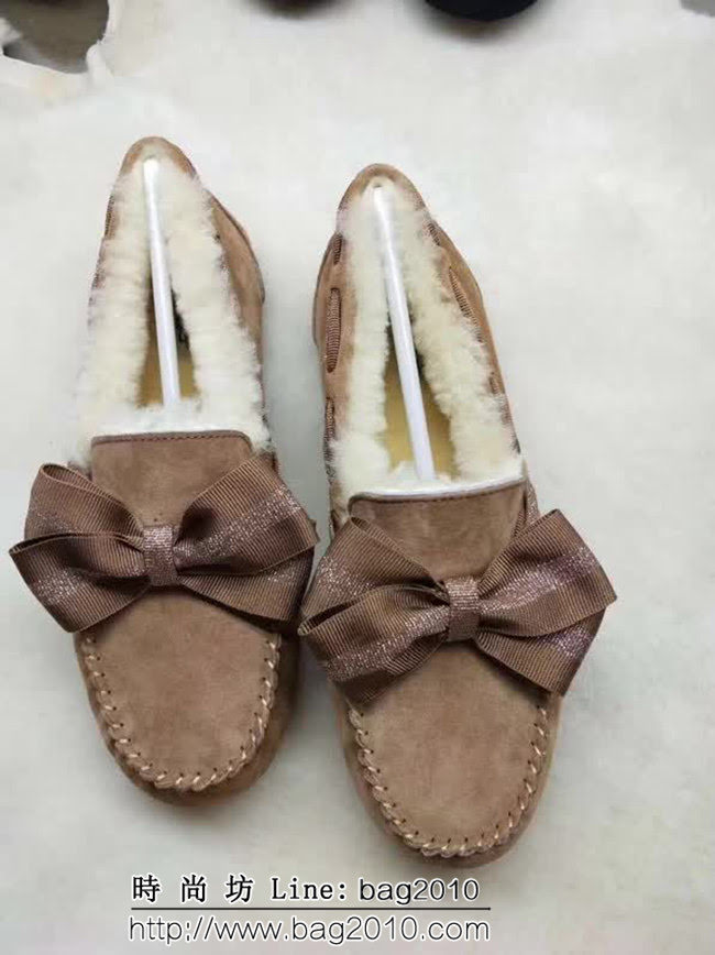 UGG 9023 新款毛毛 刺繡版 蝴蝶結 豆豆鞋 QZS2456